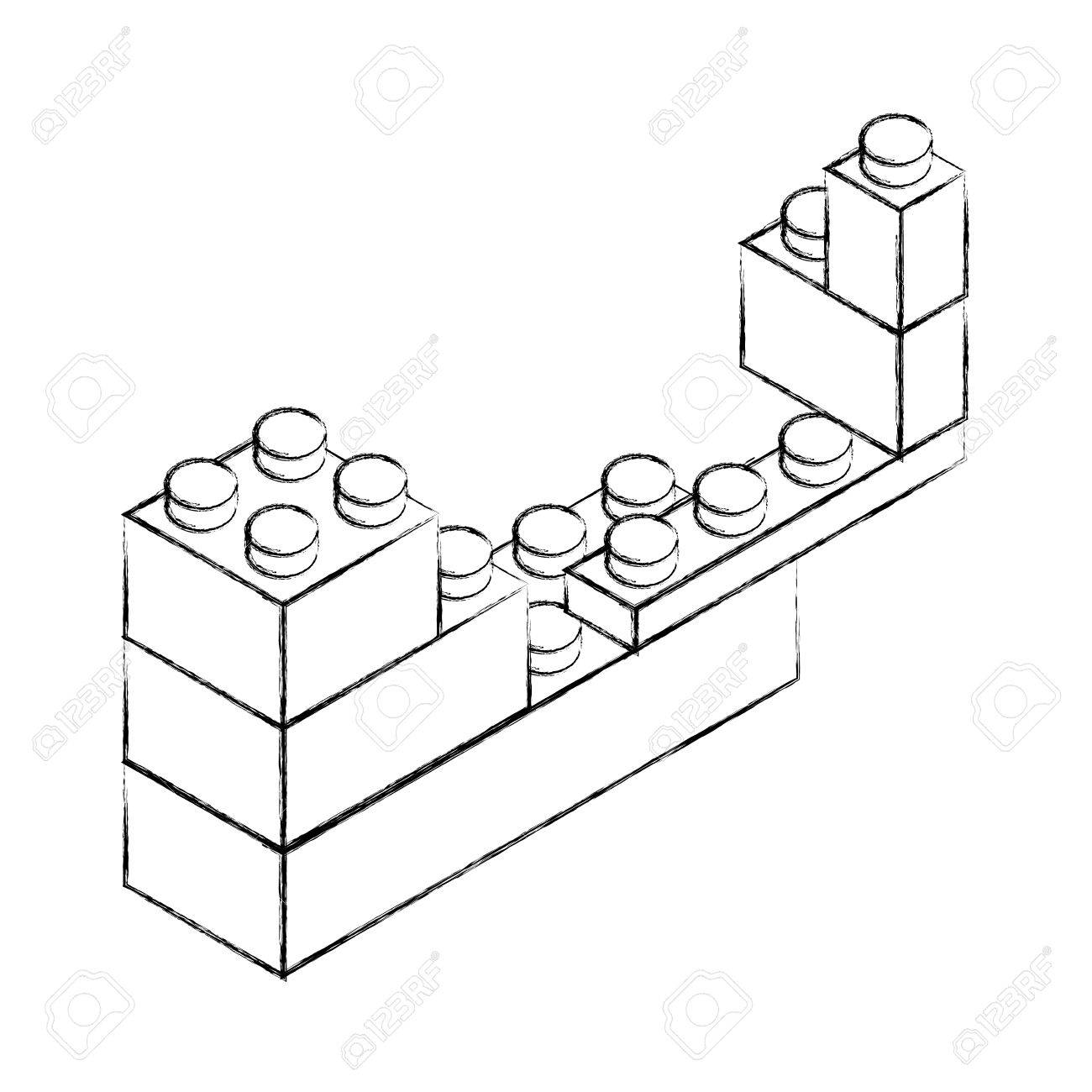 1300x1300 Sketch Draw Toy Building Block Bricks Vector Graphic Design