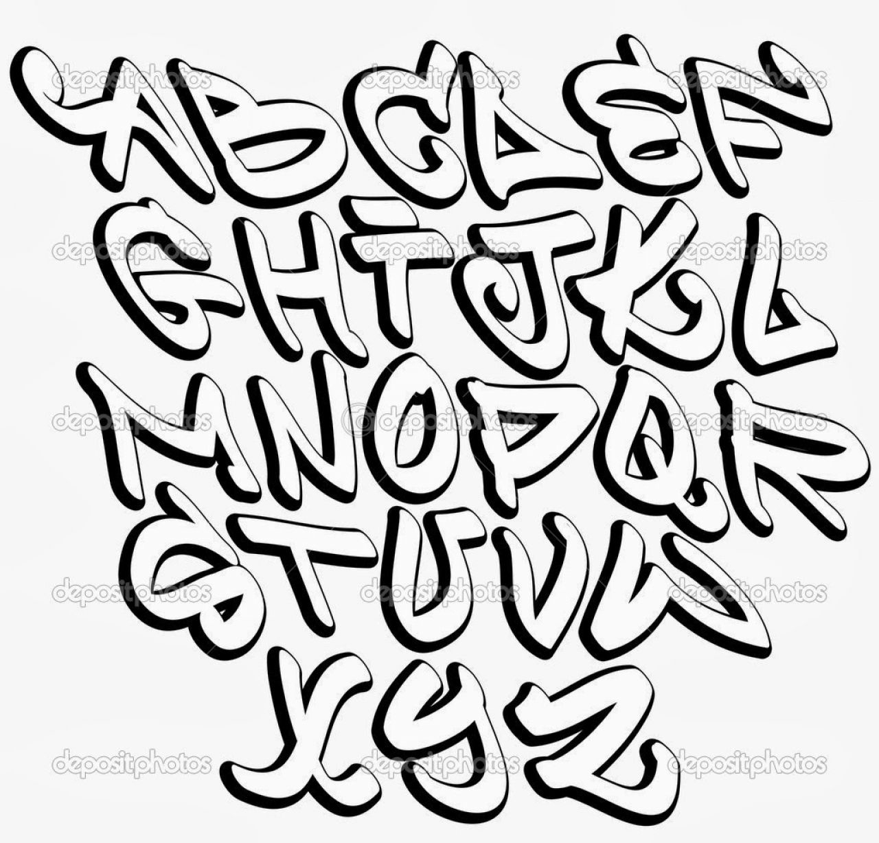 1280x1228 Graffiti Drawings Alphabet 3 D Block Letters