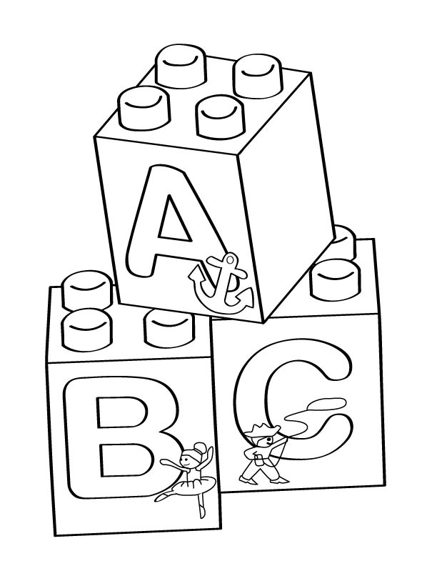 612x792 Lego A B C Blocks Coloring Page