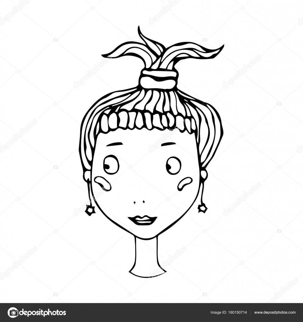 963x1024 Cute Blonde Girl Head With Ponytail. Young Female Smiling Blushing