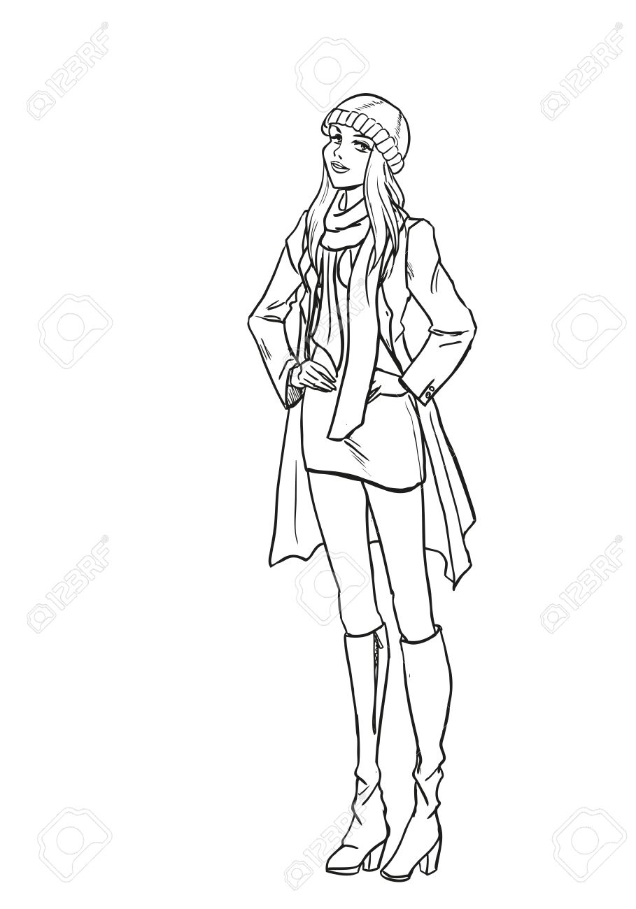 909x1300 Standing Slender Young Beautiful Blonde In Full Length. Girl Is