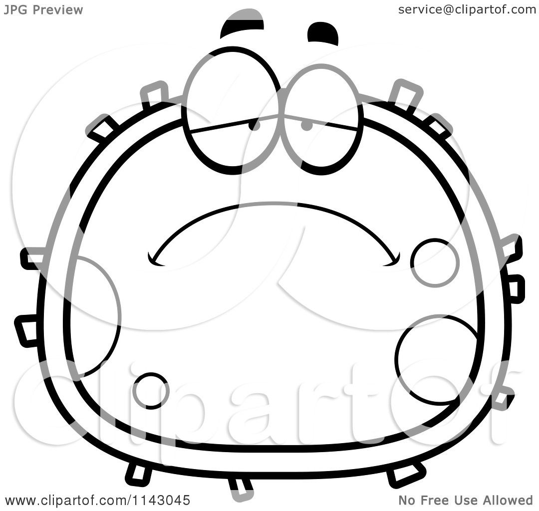 1080x1024 Cartoon Clipart Of A Black And White Sad Blood Cell