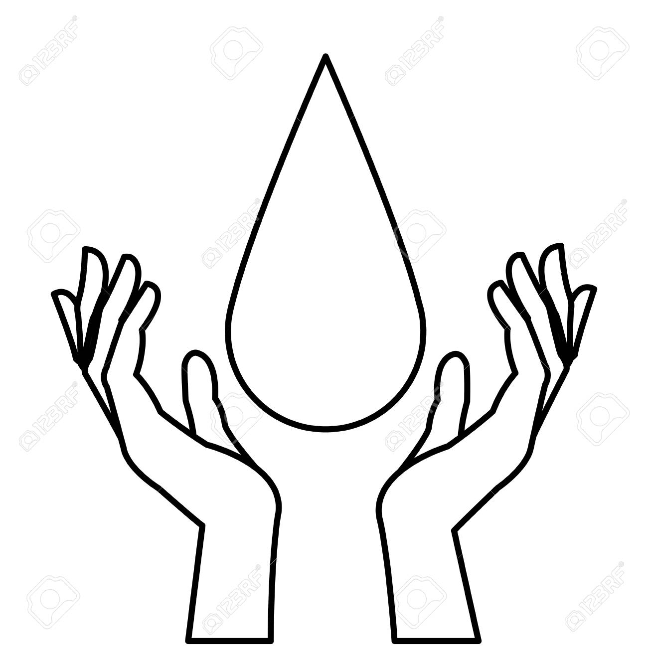 1300x1300 Hands With Blood Drop Donation Campaign Line Vector Illustration