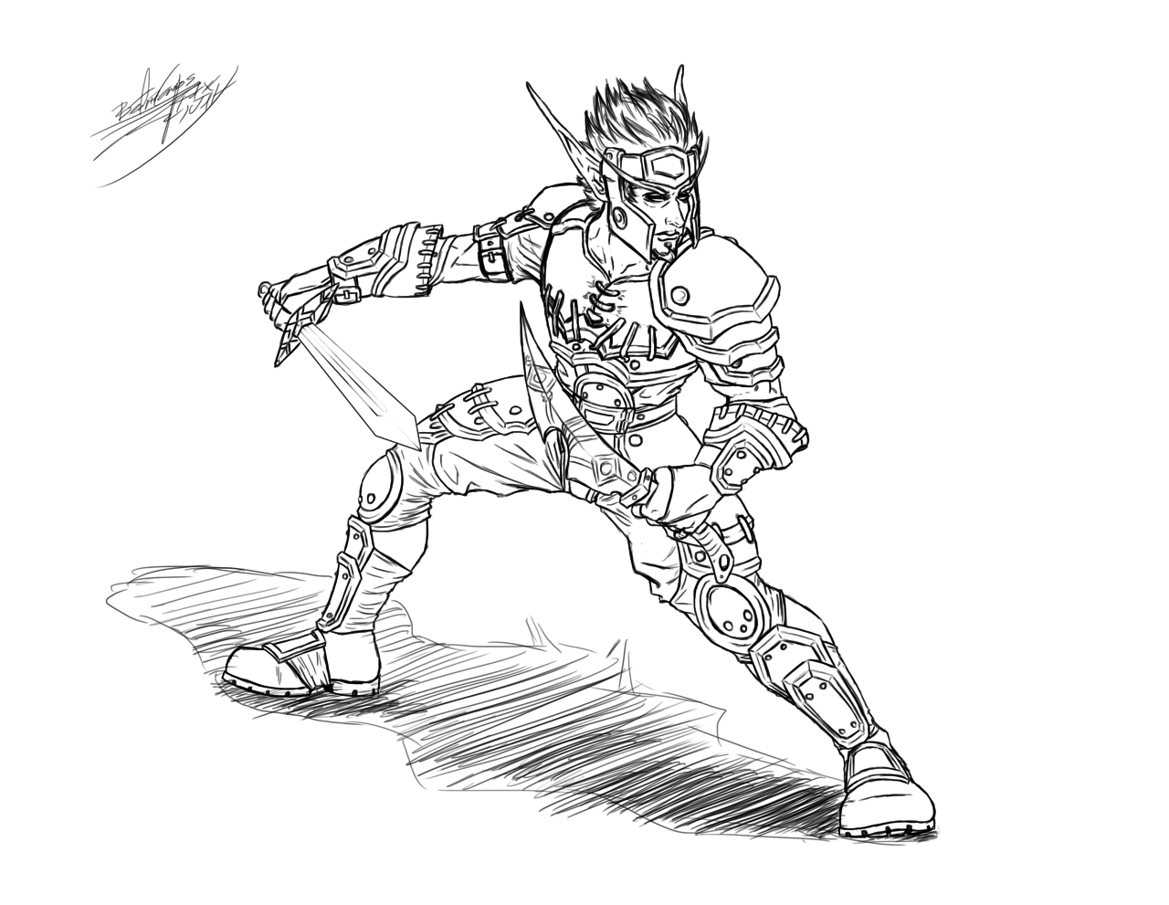 1280x991 Blood Elf Rogue Lineart By Naynomura