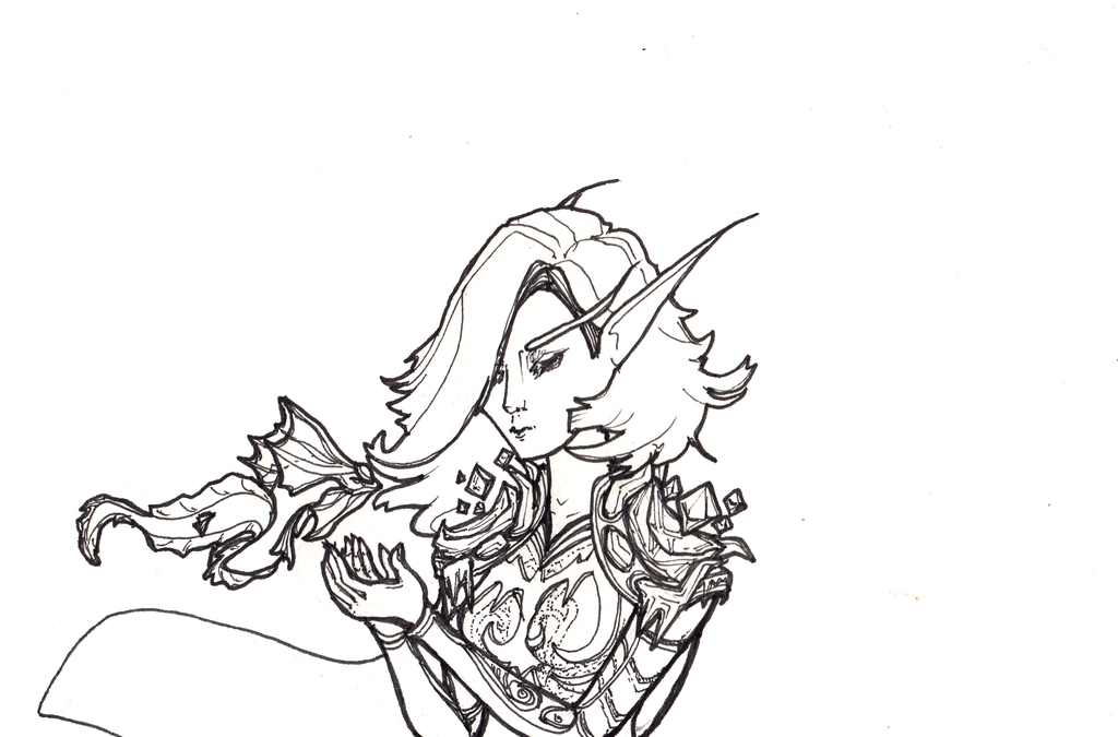 1024x675 Blood Elf Mage Meets Mana Wyrm By Kuruteru