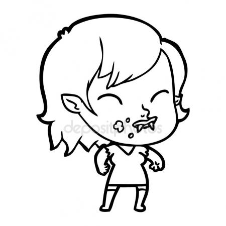 450x450 Cartoon Vampire Girl Blood Cheek Stock Vector Lineartestpilot