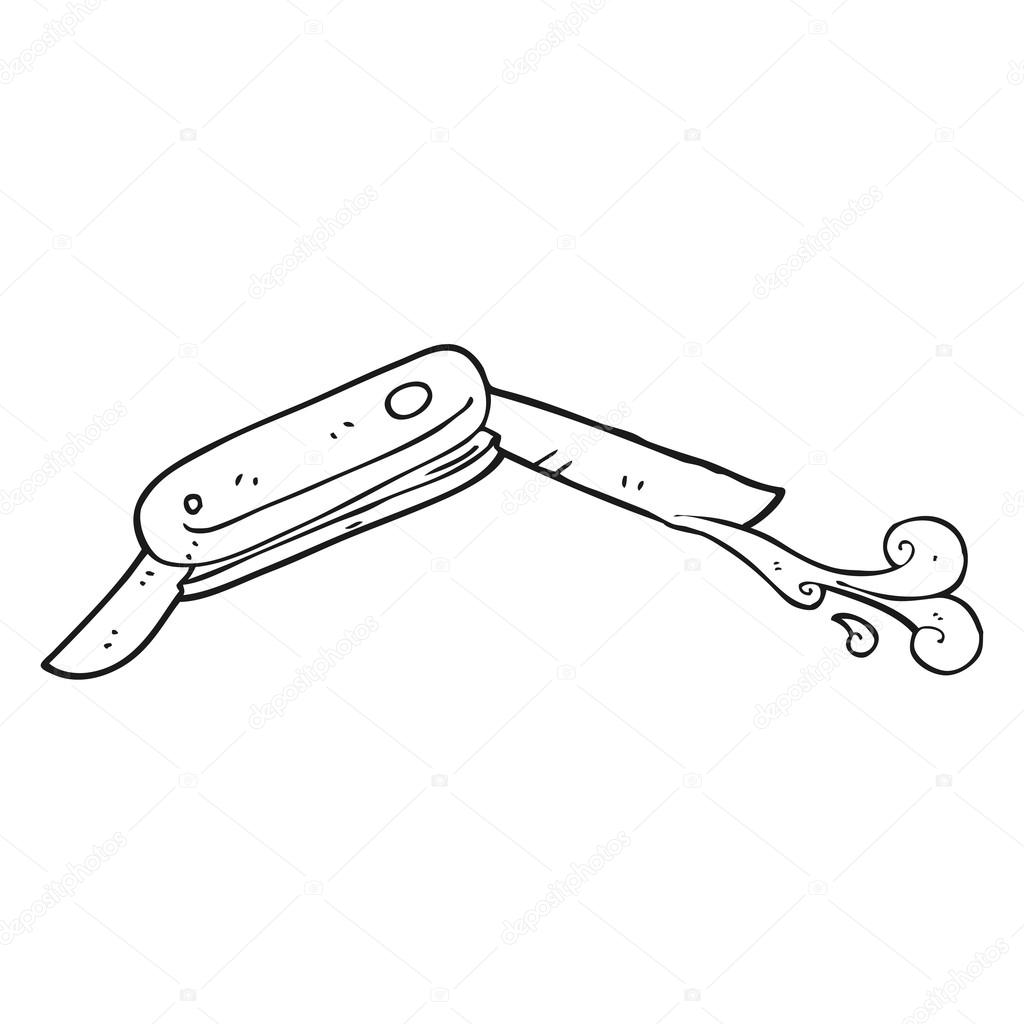 1024x1024 Black And White Cartoon Bloody Folding Knife Stock Vector