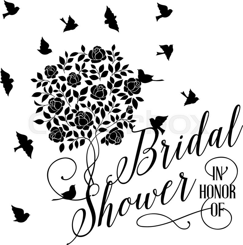 793x800 Bridal Shower Card Of Isolated Blooming Rose Bush. Vector