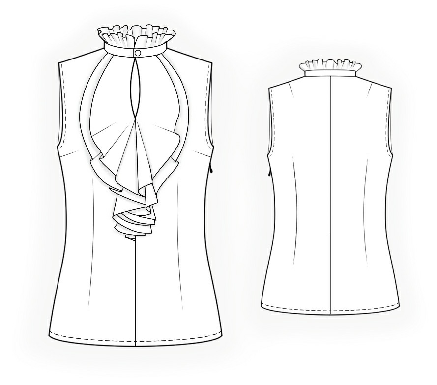 889x783 Sleeveless Blouse With Frilled Front