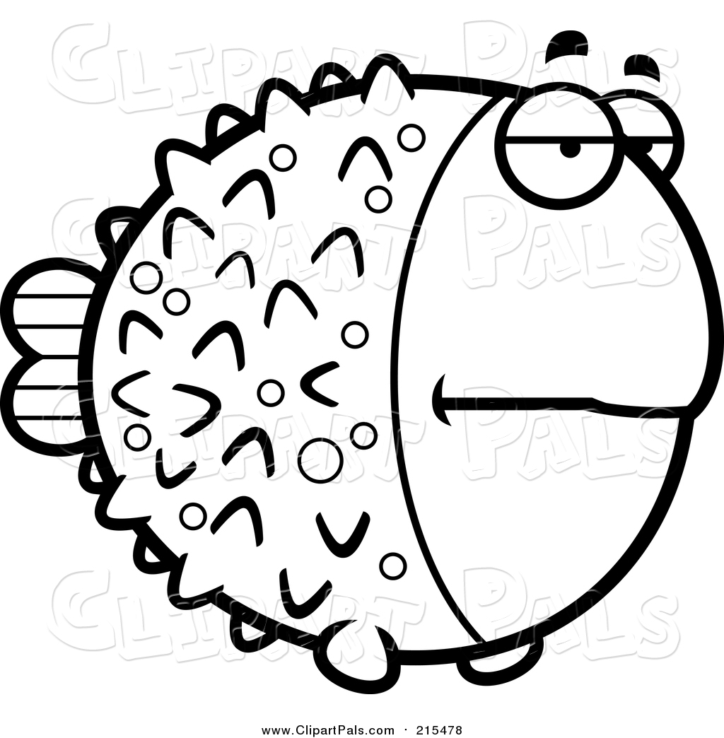1024x1044 Clipart Of A Blowfish Black Outline By Cory Thoman