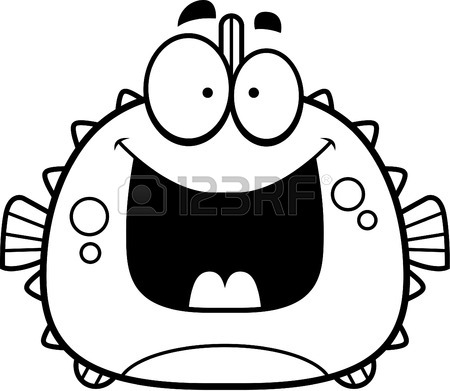 450x391 A Cartoon Illustration Of A Blowfish Looking Happy. Royalty Free