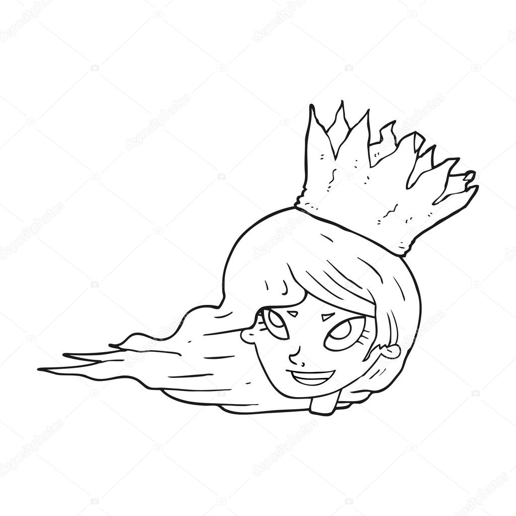 1024x1024 Black And White Cartoon Woman With Blowing Hair Stock Vector