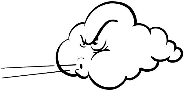 600x297 Angry Cloud Blowing Wind Vinyl Sticker. Customize On Line. Seasons