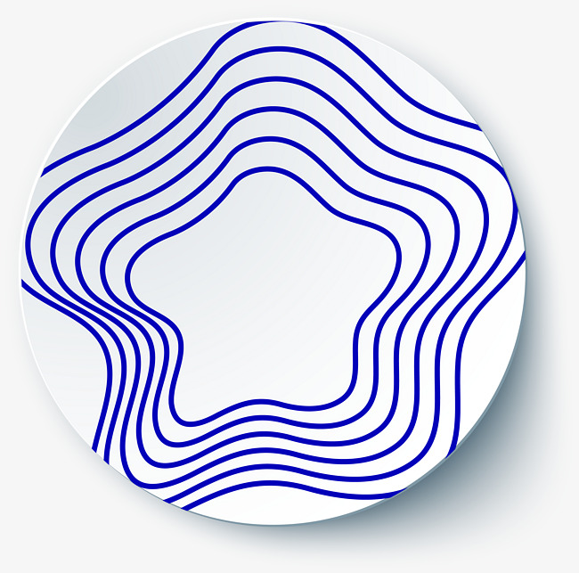 650x643 Blue Five Pointed Line, Dish Decoration, Blue Line, Geometric
