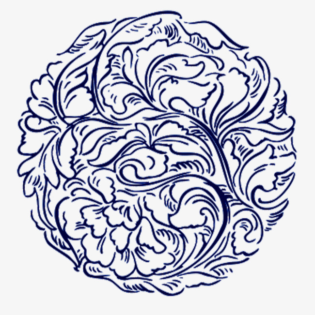 650x651 Blue Round Flower Pattern, Flower Pattern, Ancient Flowers