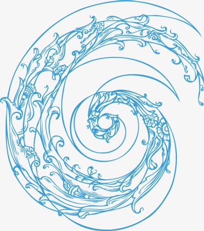 397x450 Blue Spiral Pattern Abstract Art Exhibition, Blue, Rotary