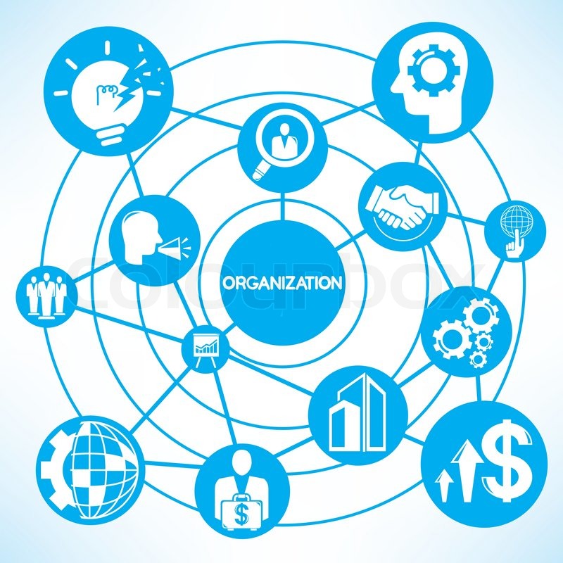 800x800 Organization Management, Blue Connecting Network Diagram Stock