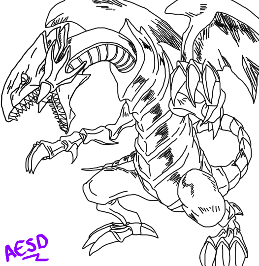 526x540 Blue Eyes White Dragon Line Art By Aesd