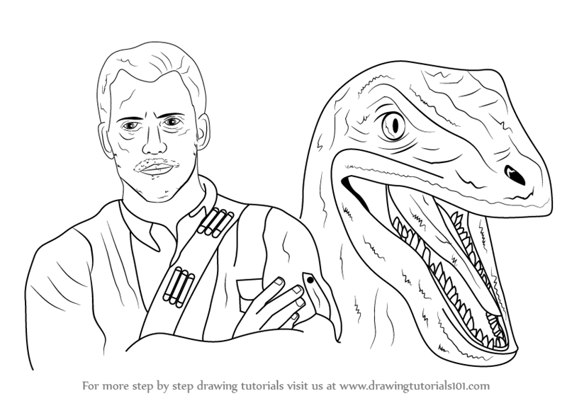 800x566 Learn How To Draw Owen Grady And Blue From Jurrasic World