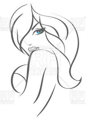 289x400 Contour Of Portrait Of Beautiful Woman With Blue Eyes Royalty Free