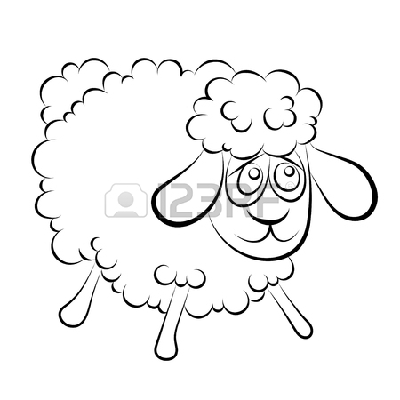 450x450 Illustration Of A Cheerful Lamb With Blue Eyes Coloring Book