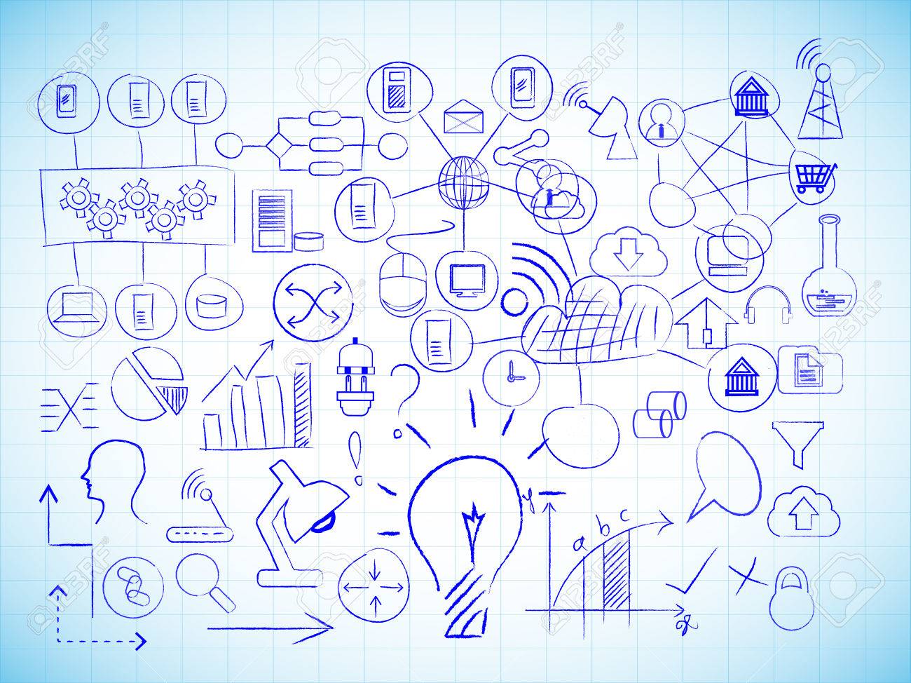 1300x974 Vector Image Of Information Technology Drawings On A Line Pattern