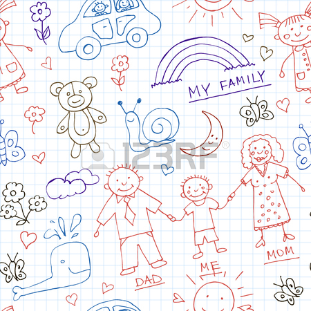 450x450 Child Hand Drawing Illustration Of Happy Family With Kids Near
