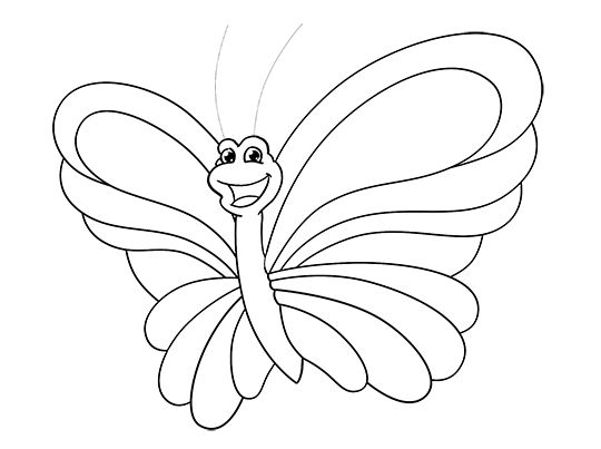 540x403 Cartoon Butterfly Step By Step Drawing Lesson