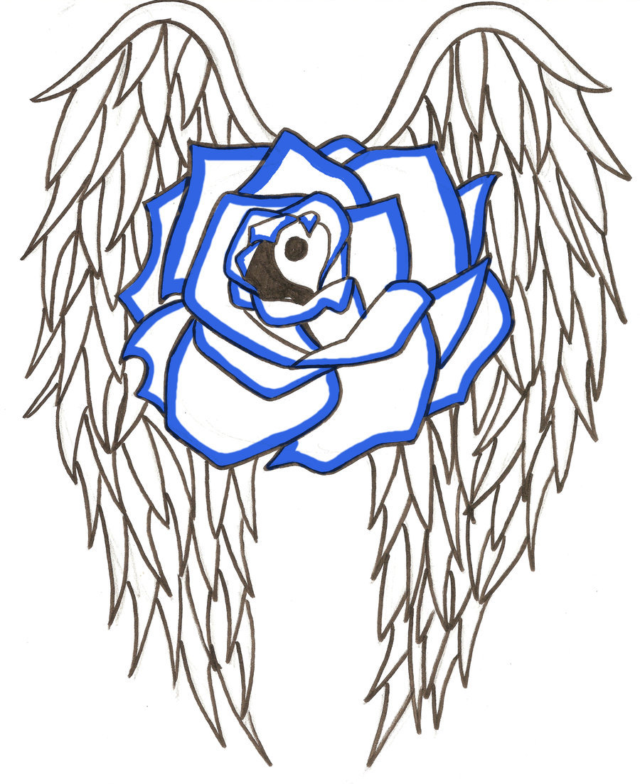900x1103 Rose Wings Tattoo Design By Kimberjim