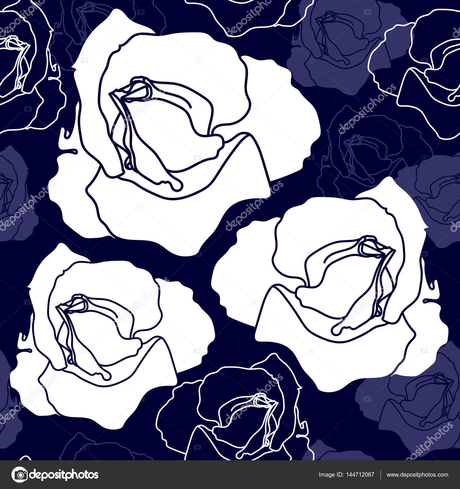 1600x1700 Seamless Pattern With White Flowers On A Blue Background. Hand