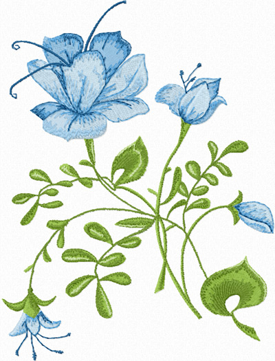 400x525 Blue Rose Free Machine Embroidery Design