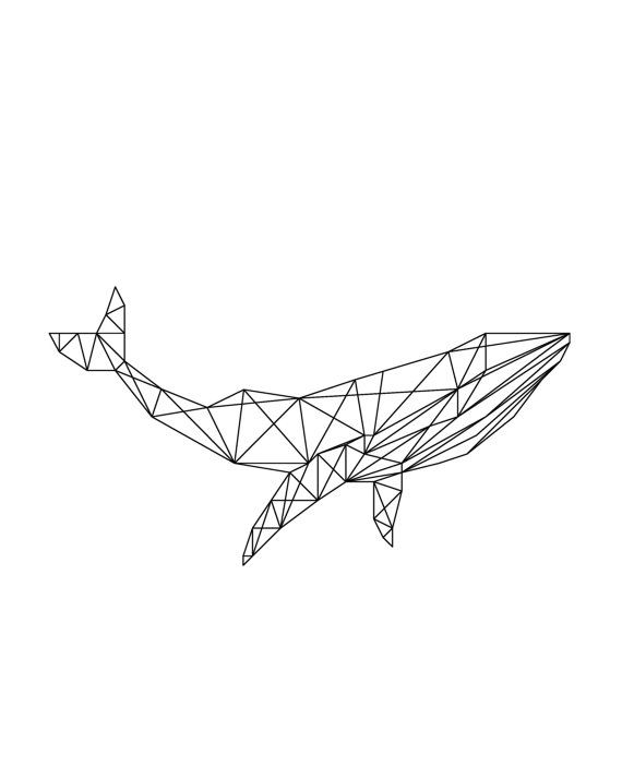 570x713 Whale Art Print Geometric Whale Print By Littlehawthorneart