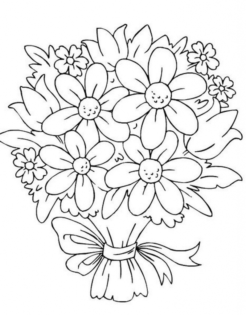 798x1024 Flower Bouquet Coloring Pages
