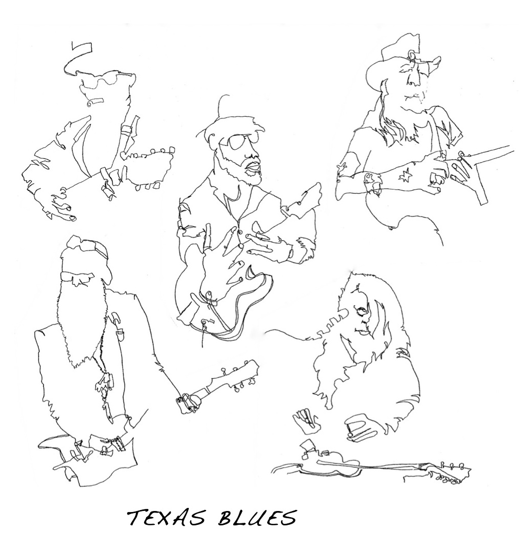 1022x1074 Texas Blues Series Blind Contour Drawings Deb