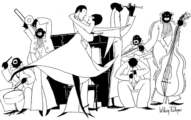 640x401 William Faulkner, Drawing Mannd Woman Dancing In Front