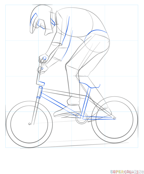 478x575 How To Draw A Bmx Biker Step By Step Drawing Tutorials
