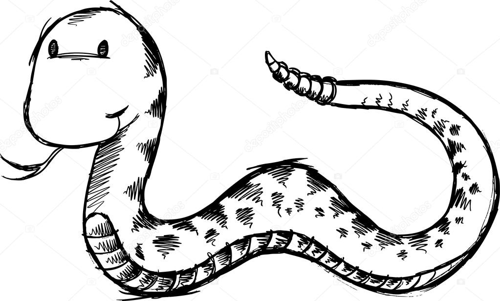 1023x616 Cute Snake Sketch Doodle Vector Art Stock Vector