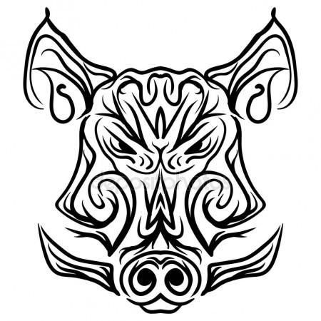 450x450 Boar Head Black And White Isolated Tattoo Stock Vector