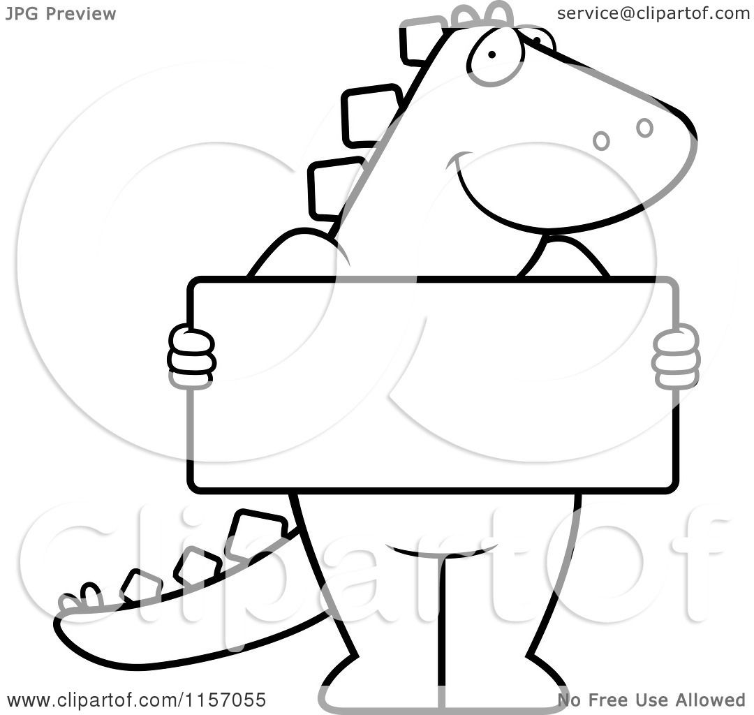 1080x1024 Cartoon Clipart Of A Black White Dinosaur Standing Upright