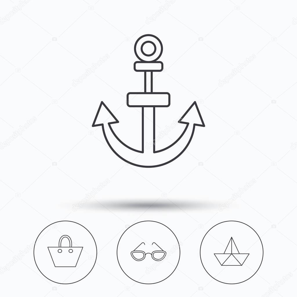 1024x1024 Paper Boat, Anchor And Glasses Icons. Stock Vector Tanyastock