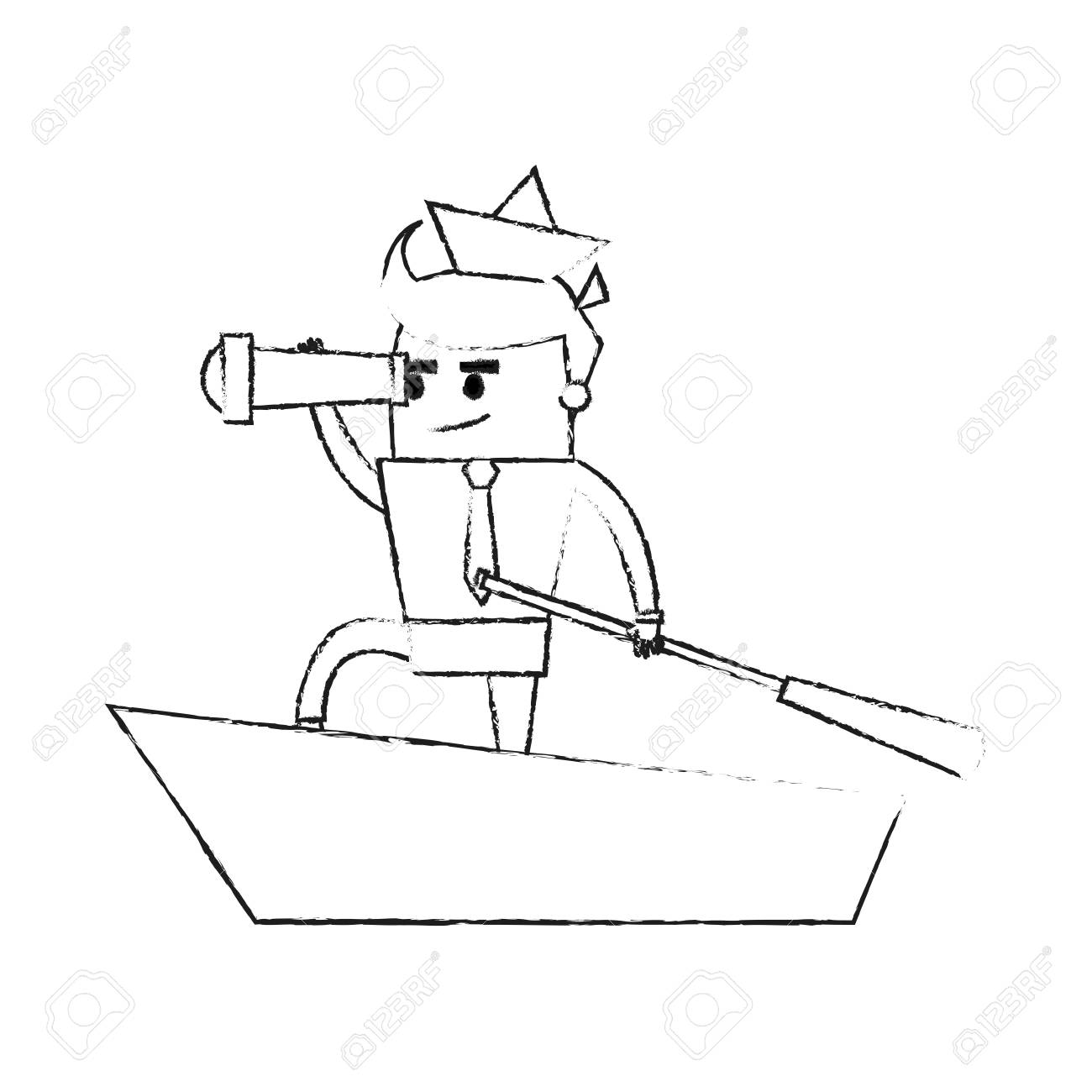 1300x1300 Blurred Silhouette Image Cartoon Leader Business Man In Boat