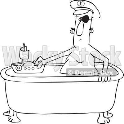 400x400 Of An Outlined Man Playing Sea Captain With A Boat In A Bath Tub