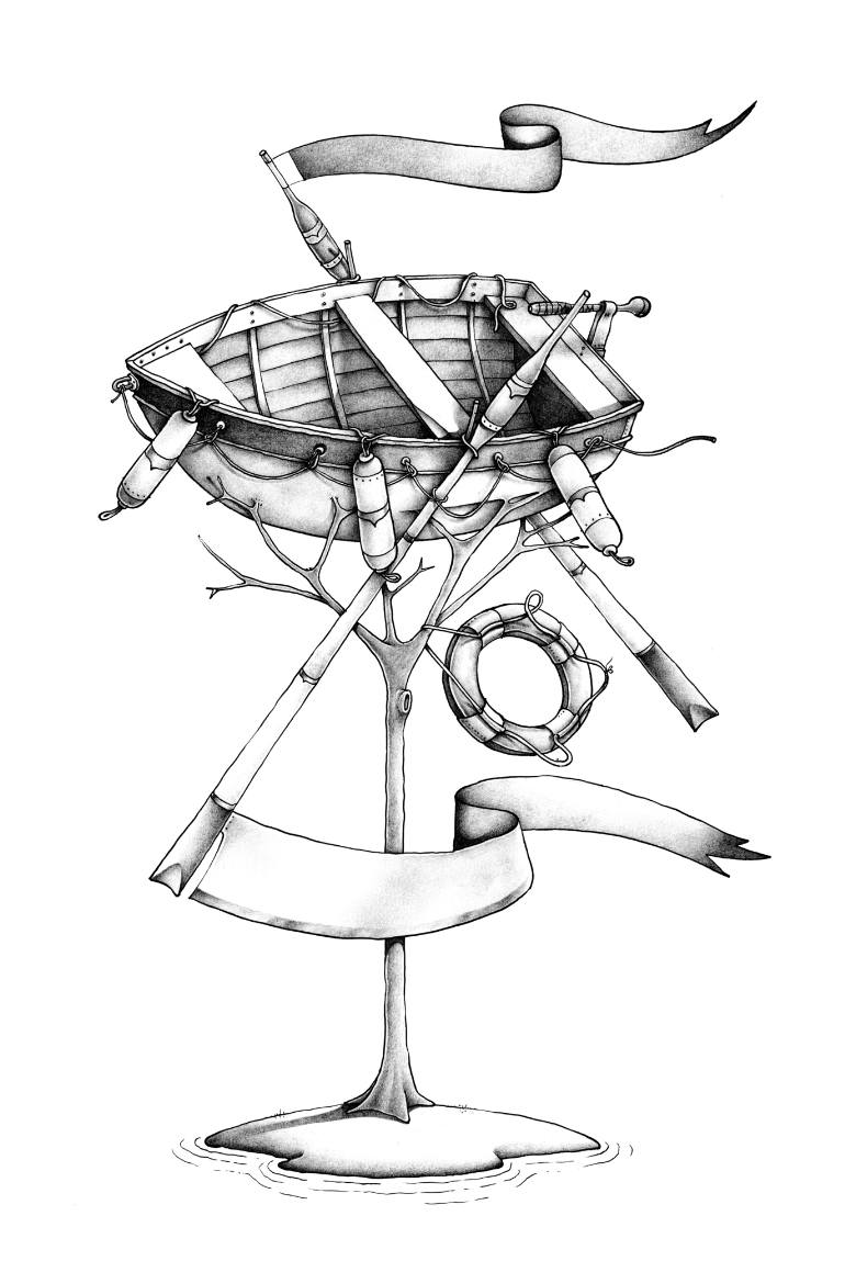 770x1149 Saatchi Art Boat Tree Drawing By Sadi Tekin
