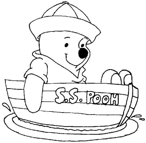 600x585 Pooh On Boat Coloring Page Animal Pages
