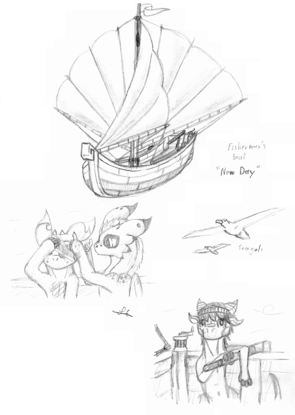 1024x1439 A Boat And 3 Dragons Sketches By Mikes118