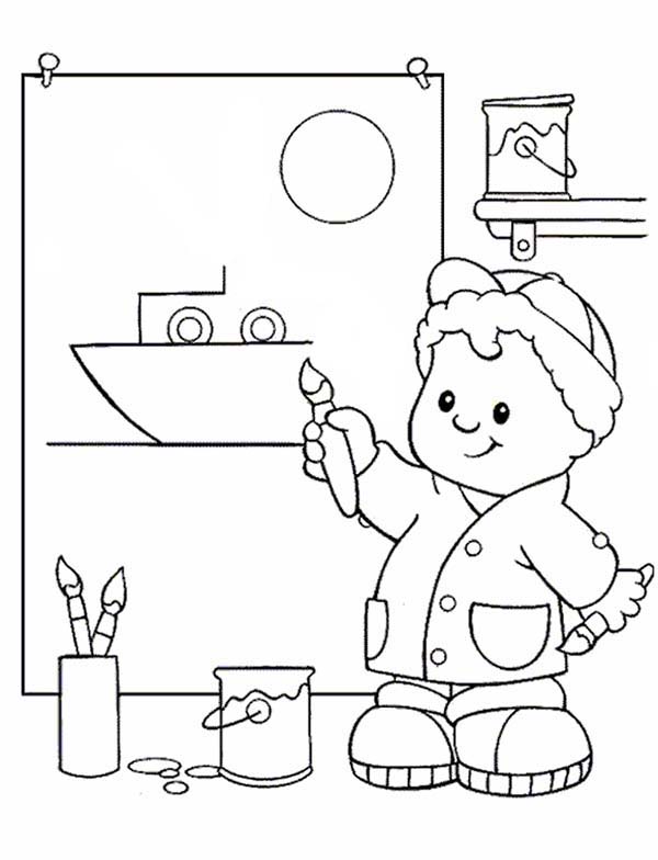 600x784 Little People Drawing A Boat Coloring Pages Batch Coloring