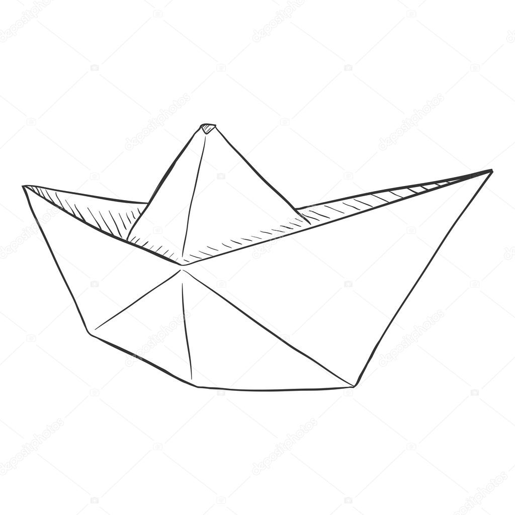 1024x1024 Sketch Paper Boat Stock Vector Nikiteev