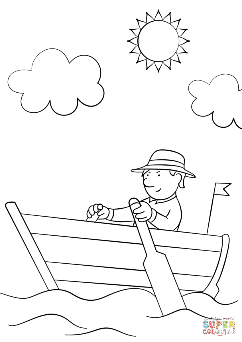 849x1200 Man In Wooden Row Boat Coloring Page Free Printable Coloring Pages
