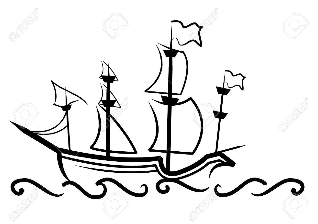 1300x916 Simple Drawing Of Boat Simple Drawing Of An English Great Ship