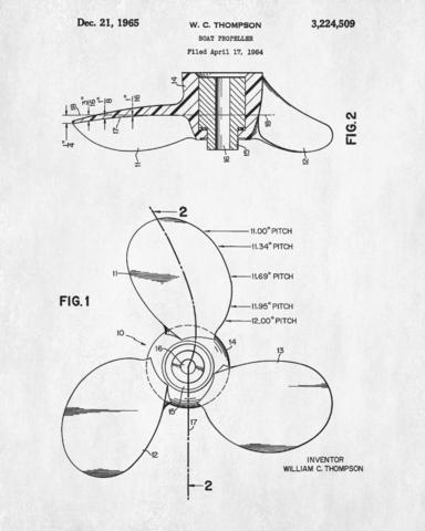 384x480 Boat Propeller Patent Poster Sailing Art Nautical Print